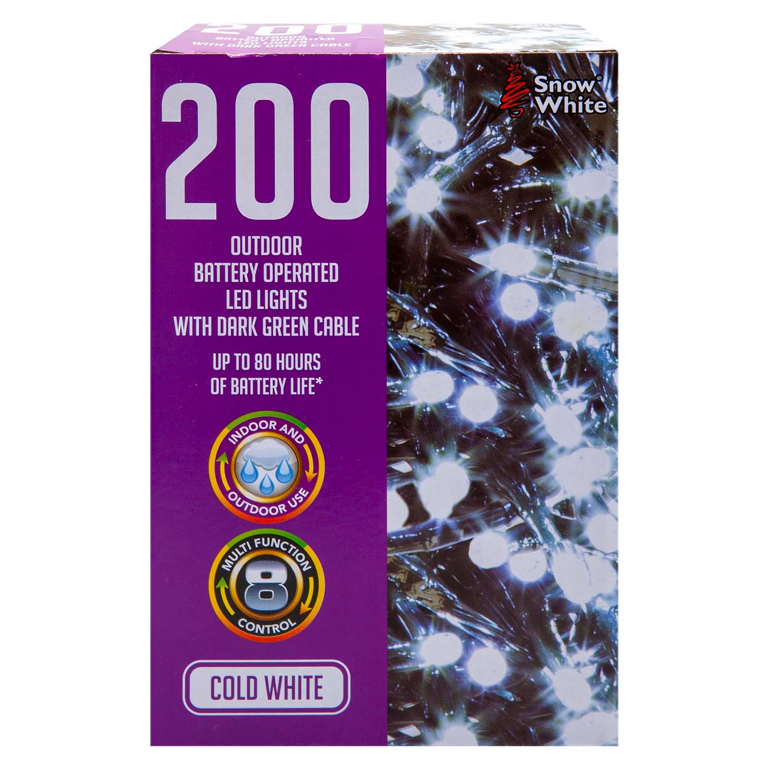 VFM e-Store Christmas Cold White String Lights 200 Bulbs 12m - 50cm Lead X 1