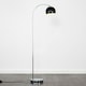 image 2 of ValueLights Curva Polished Silver Floor Lamp with Black Dome Shade & Bulb | Black
