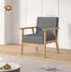 image 1 of Single seater Linen Fabric Wooden Sofa with Comfortable Padded Seat Country
