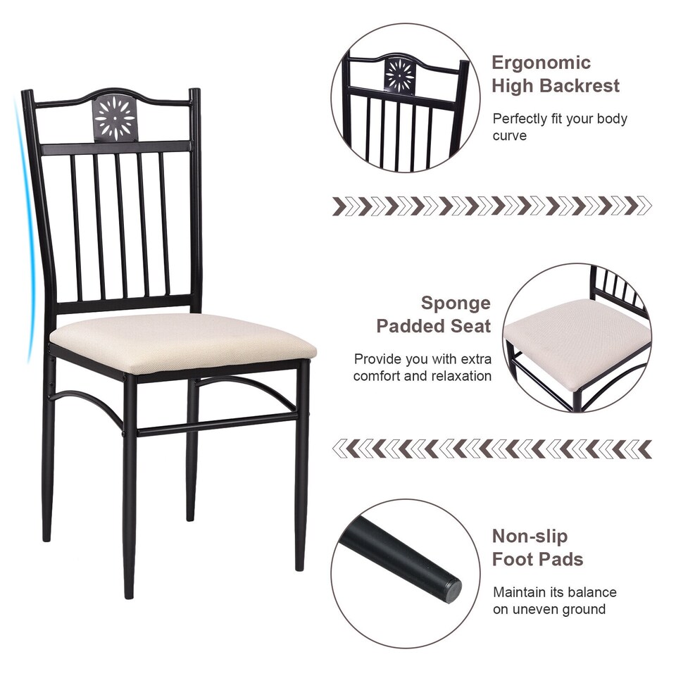 image 1 of COSTWAY 5PCS Dining Table & Chair Set Breakfast Bar Kitchen Furniture with Padded Seat