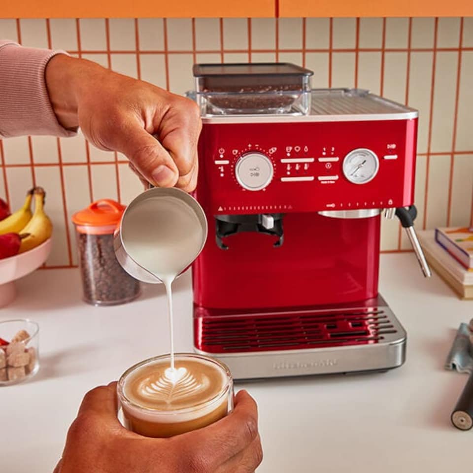 image 1 of KitchenAid Semi Automatic Espresso Machine with Burr Grinder Candy Apple