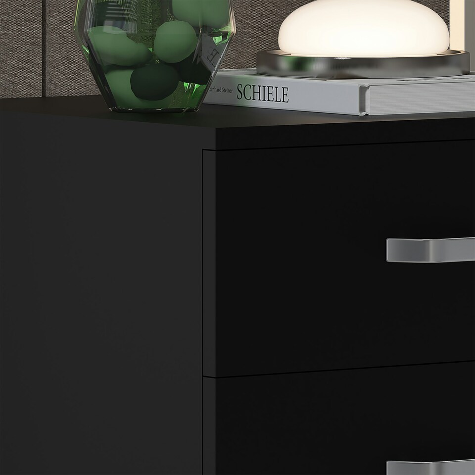 image 1 of FWStyle Tunis 3 Drawer Bedside Chest Matt Black