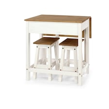Coson White Breakfast Drop Leaf Table & 2 Stools Set White