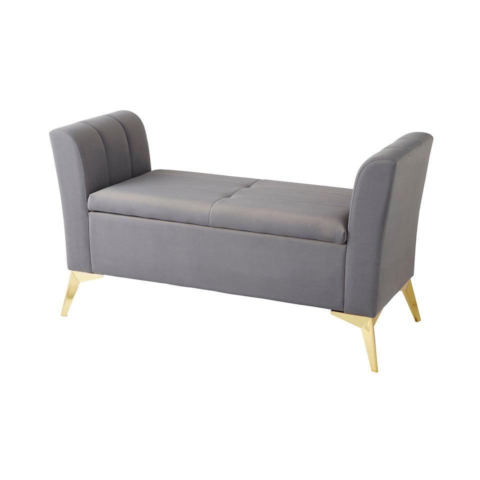 image 1 of Pettine Ottoman Storage Bench | Grey | Grey