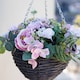 image 3 of Artificial Peonies and Hydrangeas Hanging Floral Arrangement in Wicker Basket 32cm | Brown | Brown | 1