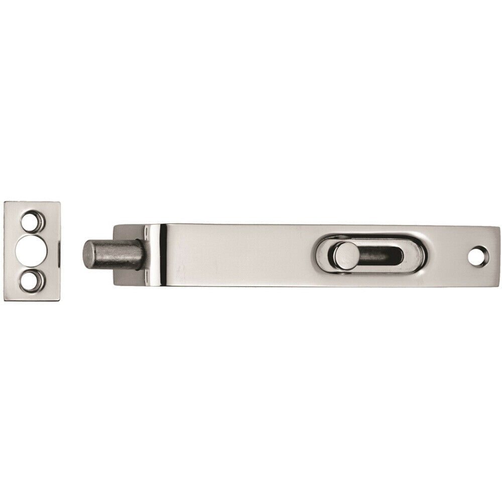 Loops Sunk Slide Flush Door Bolt with Flat Keep Plate 102 x 17mm Polished Chrome