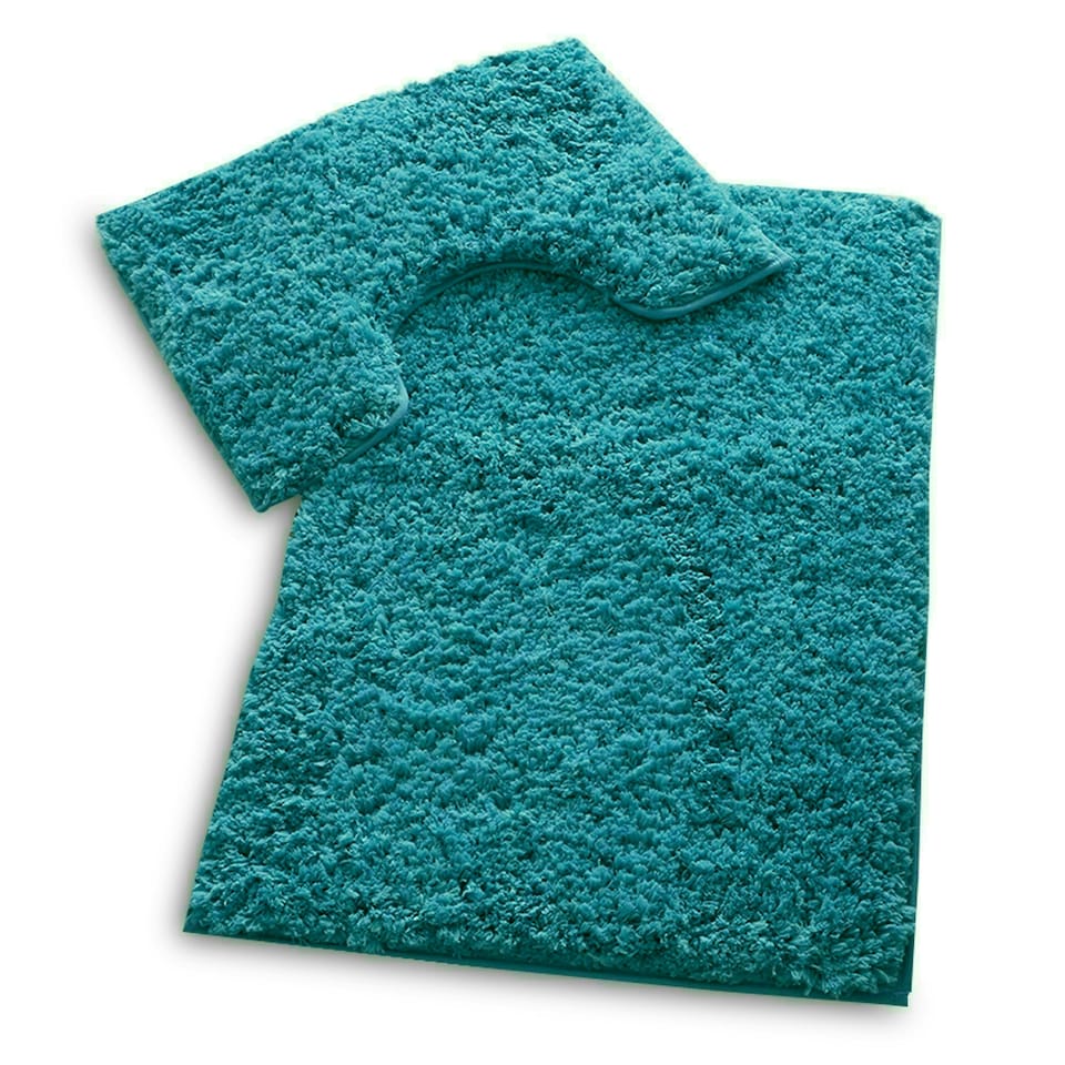 image 1 of VELVETIO Bath Mats & Pedestal Mat Set Anti Slip Super Soft Water Absorbent Blue | Turquoise