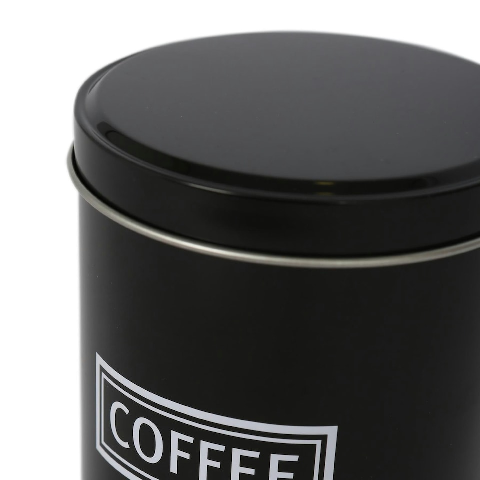 image 1 of Harbour Housewares 3pc Round Metal Tea Coffee Sugar Canister Set - Black - Kitchen Caddy Kitchen Storage Containers Canisters
