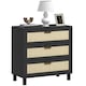 image 1 of HOMCOM 3 Drawer Cabinet Storage Cupboard Sideboard Organiser, Black Black | Nature Wood Finish