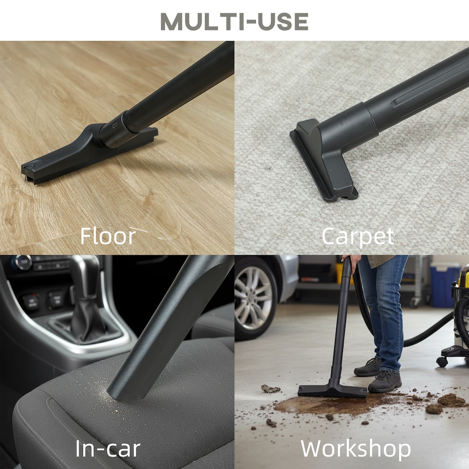 image 1 of HOMCOM 3-in-1 Wet and Dry Vacuum Cleaner, 1200W Wet & Dry Vacuum Cleaner with Blowing Mode, 20L Stainless Steel Tank, Triple Filters, Crevice Nozzle for Workshop, Home, Carpet, Car Cleaning, Yellow