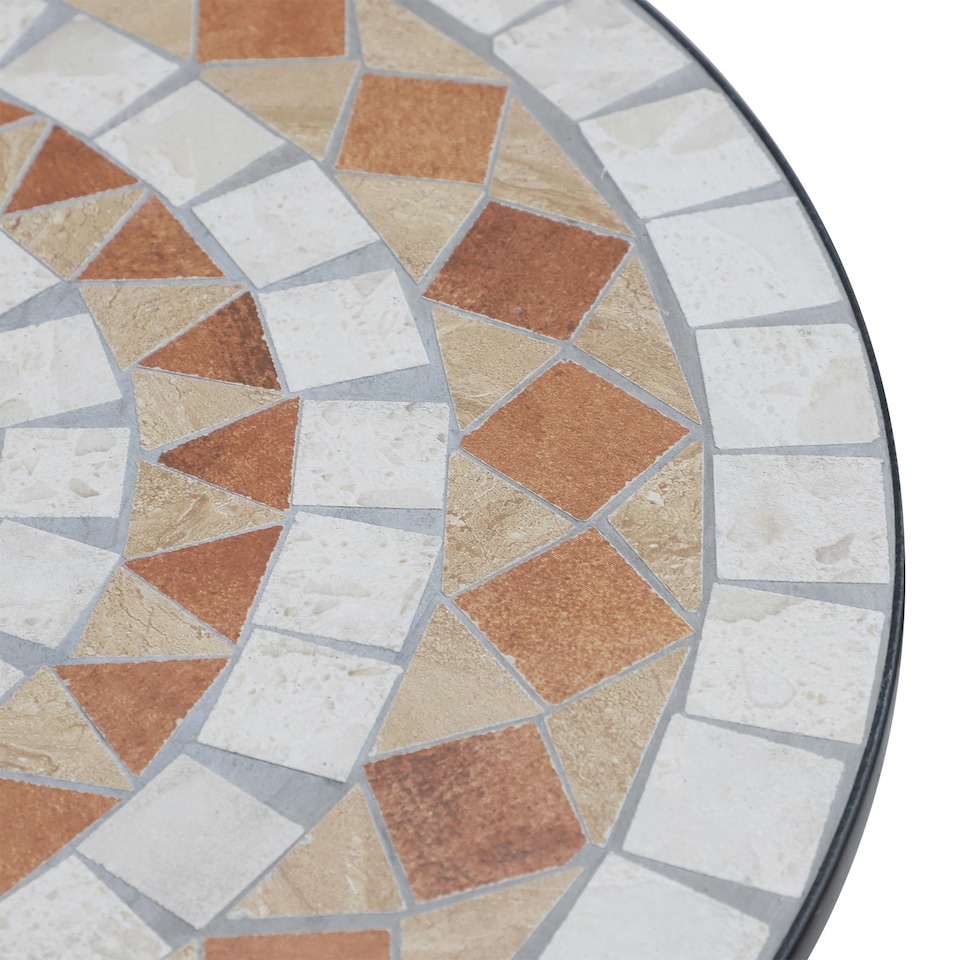 image 1 of Outsunny Mosaic Table Round Ceramic Bistro Garden Furniture Side Bar Table Patio