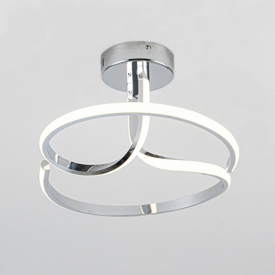 image 1 of First Choice Lighting Polished Chrome LED Curve Flush Ceiling Light Chrome | White