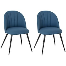 HOMCOM Set of 2 Dining Chairs with Shell Backrest and Padded Seat Blue