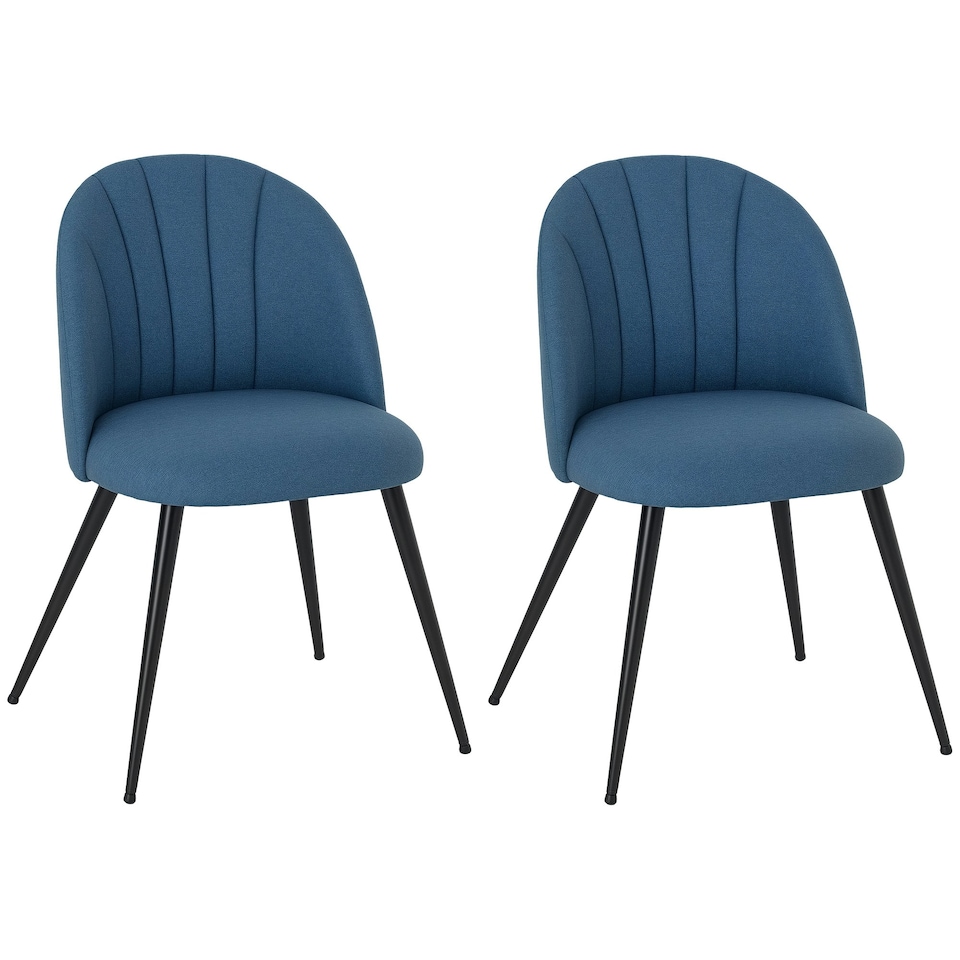 image 1 of HOMCOM Set of 2 Dining Chairs with Shell Backrest and Padded Seat Blue