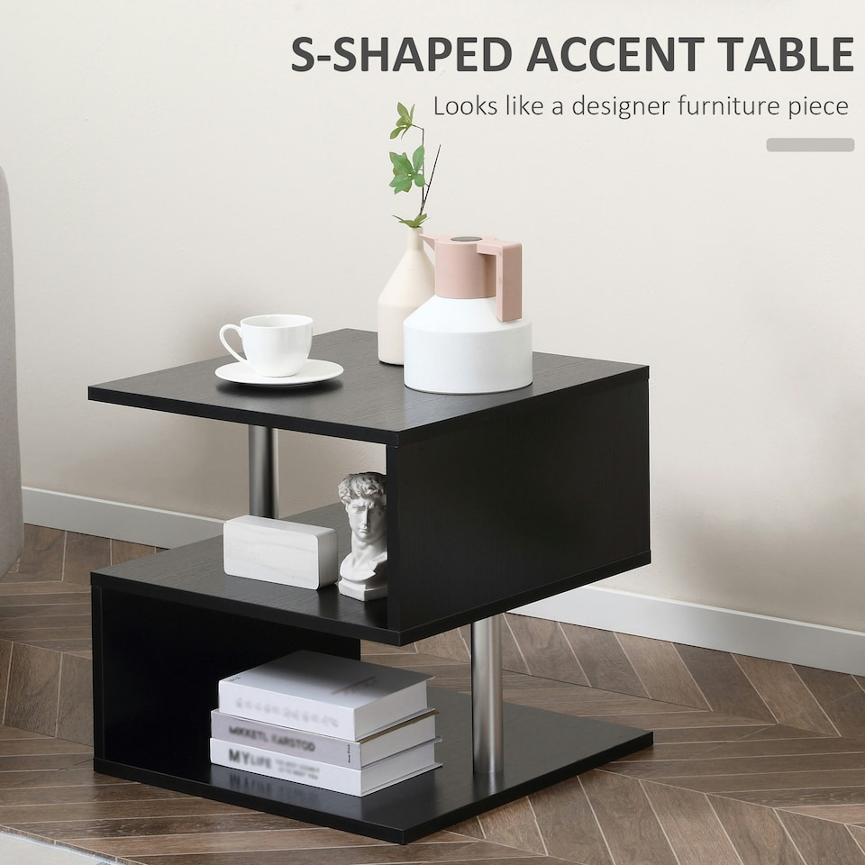 image 1 of HOMCOM Coffee End Table Side TV Sofa Stand Living Room Office Furniture White Black