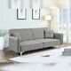 image 2 of Grey Linen Sofa Bed with 2 Cushions