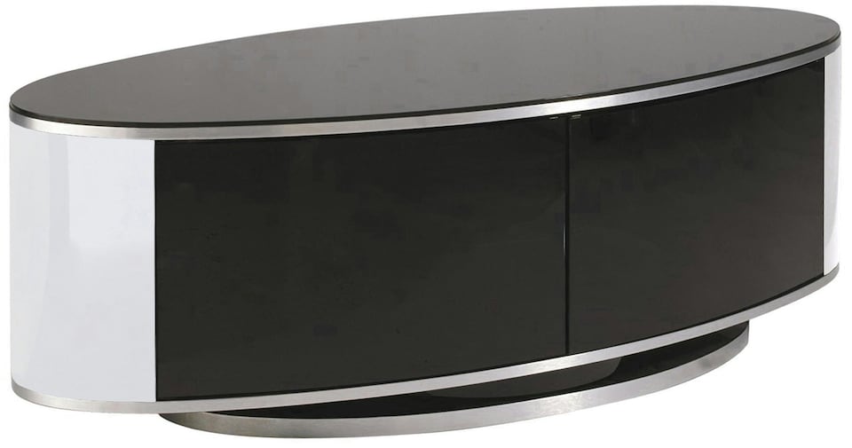MDA Designs LUNA Gloss Black Oval Cabinet with White Profiles and