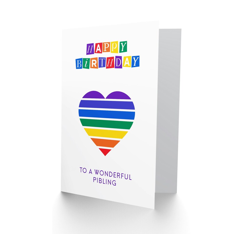 image 1 of Wonderful Pibling Rainbow Stripes Love Heart Birthday Card