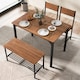 image 3 of COSTWAY 4PCS Dining Table & Chair Set Kitchen Furniture W/ Storage Bench Space-Saving