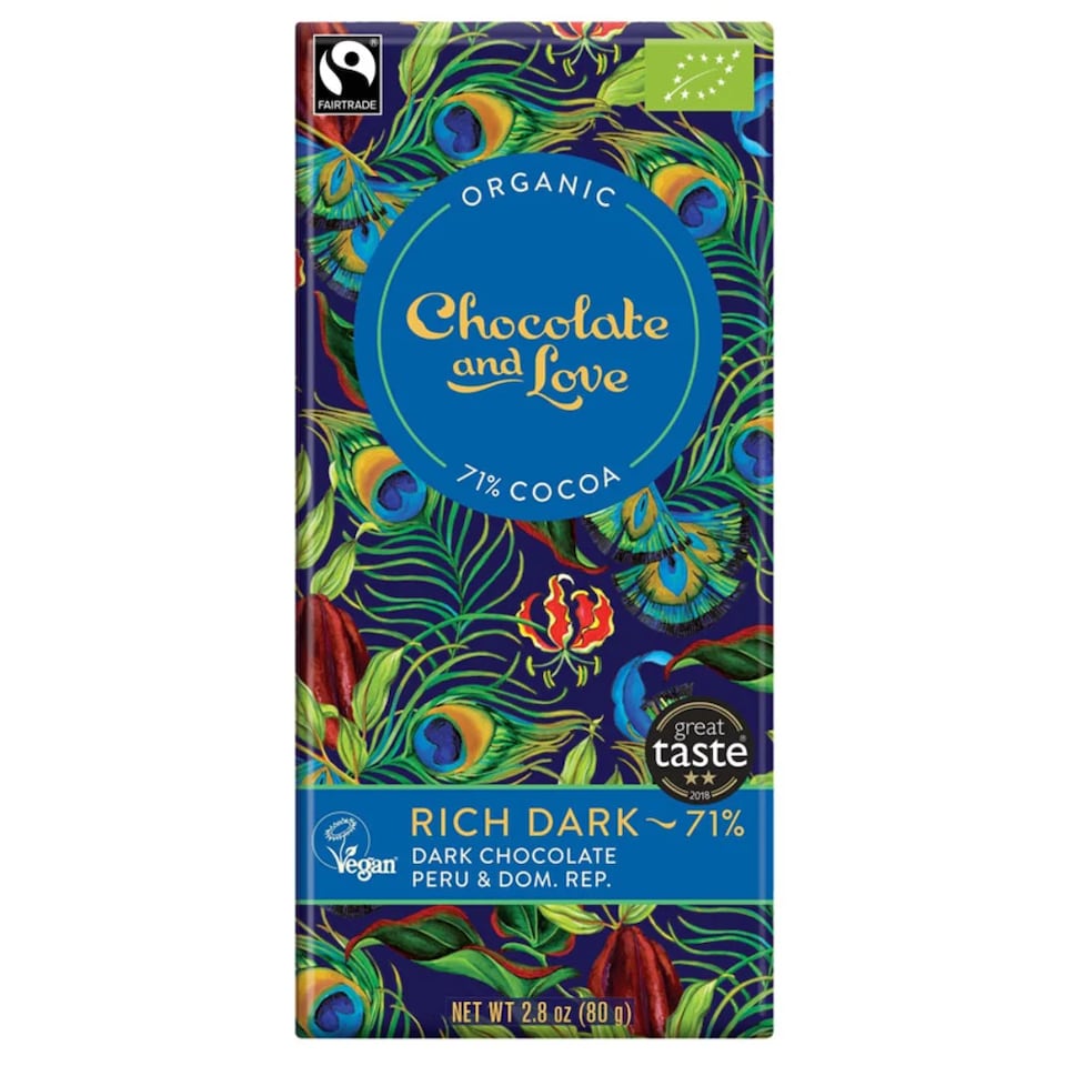 Rich Dark Chocolate, Organic 80g (Chocolate and Love)