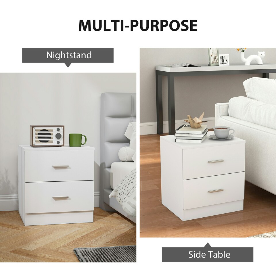 image 1 of HOMCOM Bedside Table w/ 2 Drawers, Nightstand, Side Storage Cabinet Unit