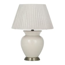 Cream Ceramic Table Lamp With Pleat Empire Lampshade