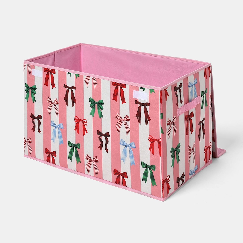 image 1 of OHS Bows Foldable Fabric Storage Box Toy Organiser with Lid