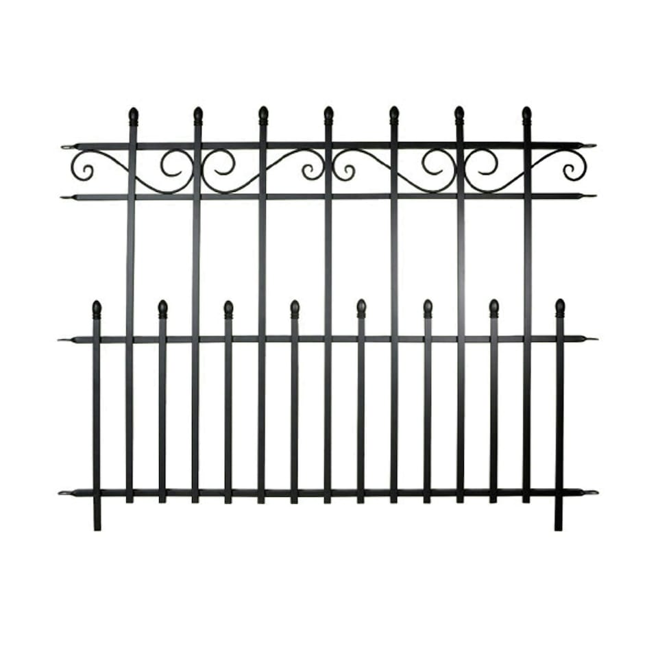 image 1 of Primrose 122cm Kensington Fence Section Black Galvanised Steel Panacea Fence System Black