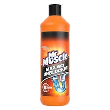 Mr Muscle Max Gel Drain Unblocker, Bathroom & Kitchen Drain Cleaner, Heavy Duty Plughole, Sink, Bath Unblocker. 24 x 1 Liter