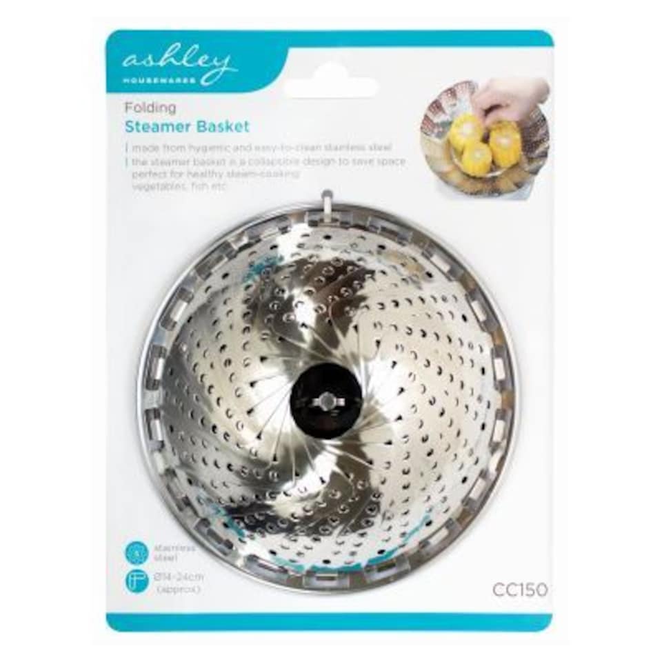 Ashley Folding Stainless Steel Steamer Basket - 14-24cm