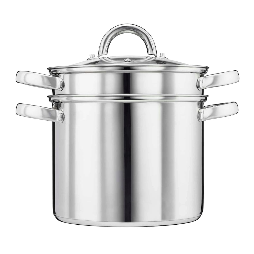 image 1 of Cooks Professional Stainless Steel Pasta Pot | Removable Strainer | Glass Lid