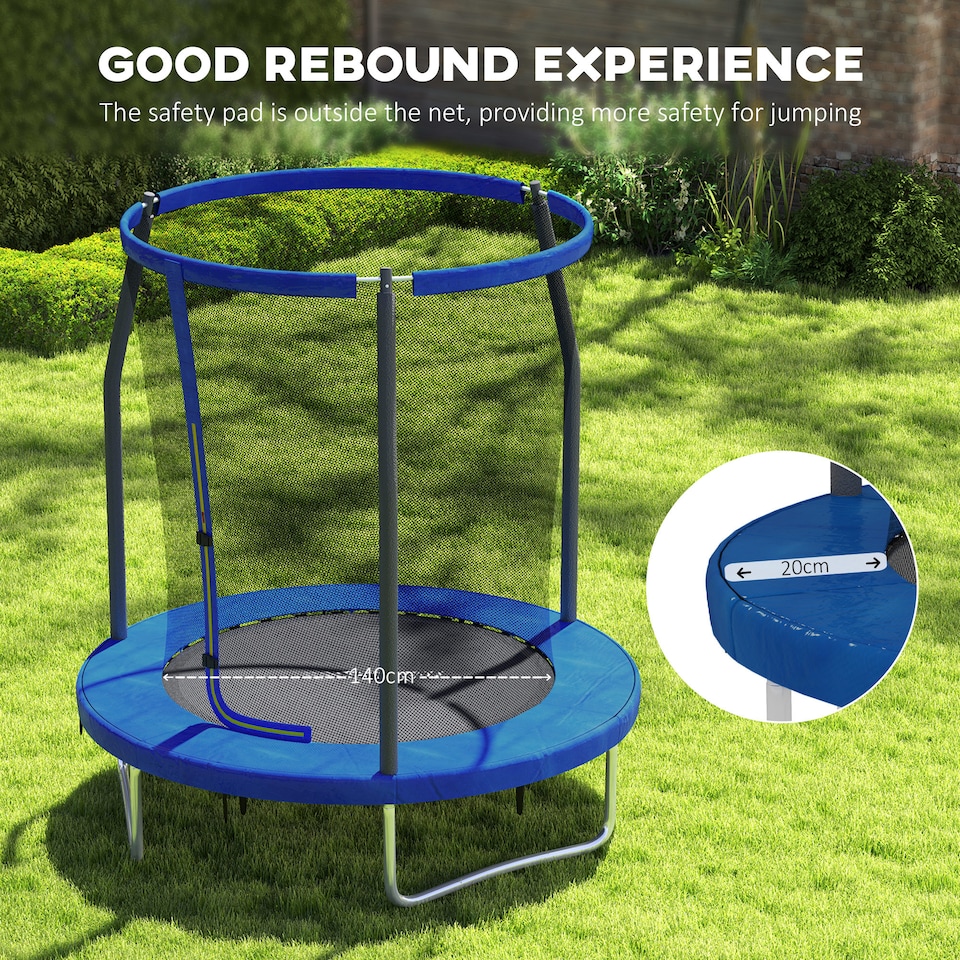 image 1 of SPORTNOW 6ft Outdoor Trampoline with Safety Enclosure Net, Blue