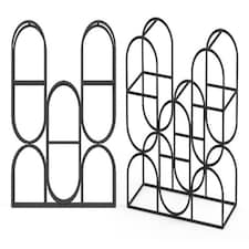 36cm - 8 Bottle Wine Rack - Cast Iron - L8 x W18 x H33 cm - Black