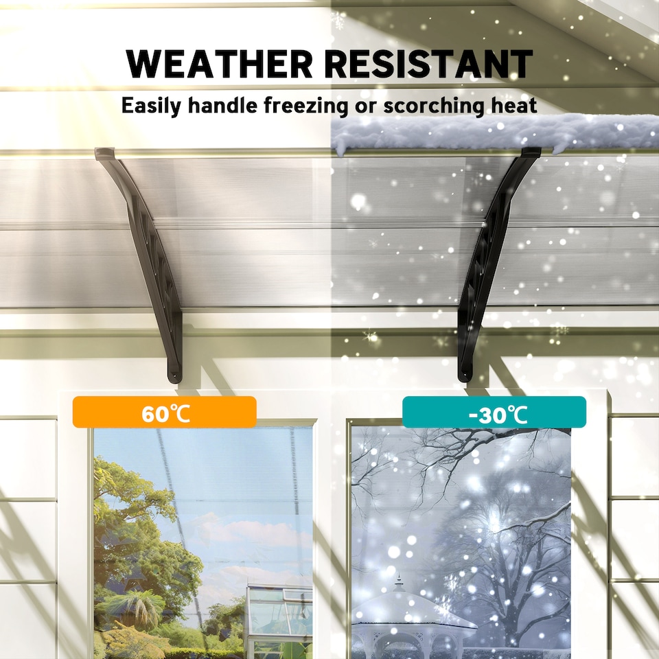 image 1 of Outsunny Door Canopy Outdoor Awning Rain Shelter for Window Porch 303x96 Clear | Clear | Clear | 1