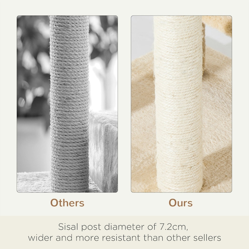 image 1 of PawHut 100cm Cat Tree Indoor Kitten Scratching Post Activity Centre Beige