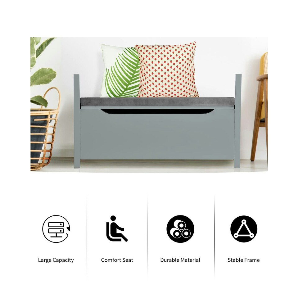 image 1 of COSTWAY Wooden Shoe Bench Shoe Storage Cabinet Organizer Grey