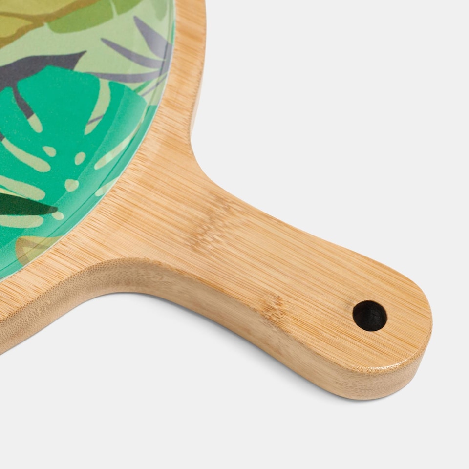 image 1 of OHS Summer Print Bamboo Picnic Serving Board Lightweight Outdoor | Green | Colourful Palm
