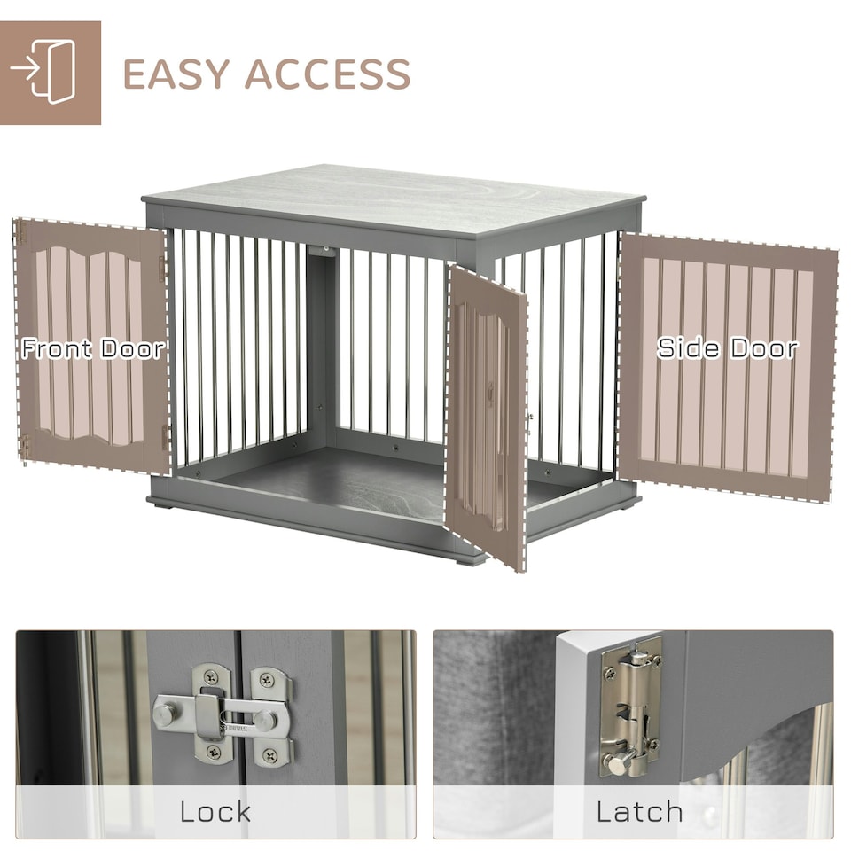 image 1 of PawHut Dog Crate End Table w/ Locks and Latches, for Medium Dogs