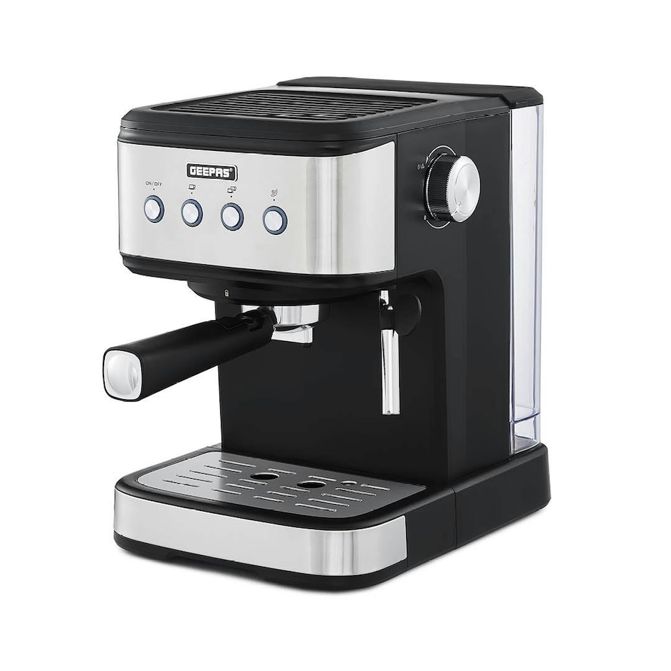 image 1 of GEEPAS Espresso & Cappuccino Coffee Machine with Milk Frother, Silver
