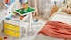 image 7 of SoBuy KMB75-W,SoBuy Kids Building Block Activity Table Set with Storage & 2 Stools | White | White