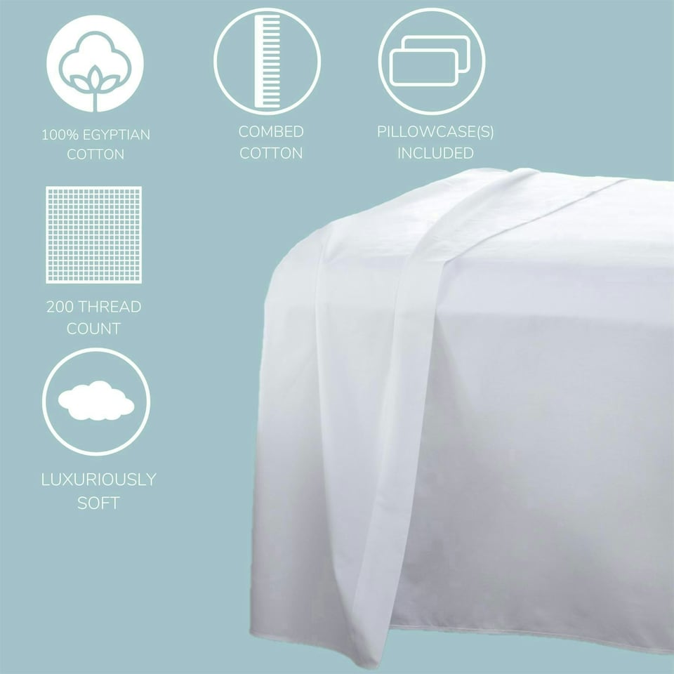 image 1 of Egyptian Cotton Duvet Cover Set 200 Thread Count - Double - White