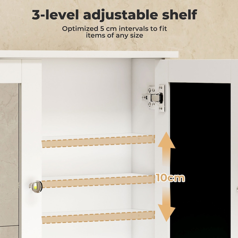 image 1 of Levede Bathroom Mirror Cabinet Storage Toilet Cupboard Wall Mounted Shelves
