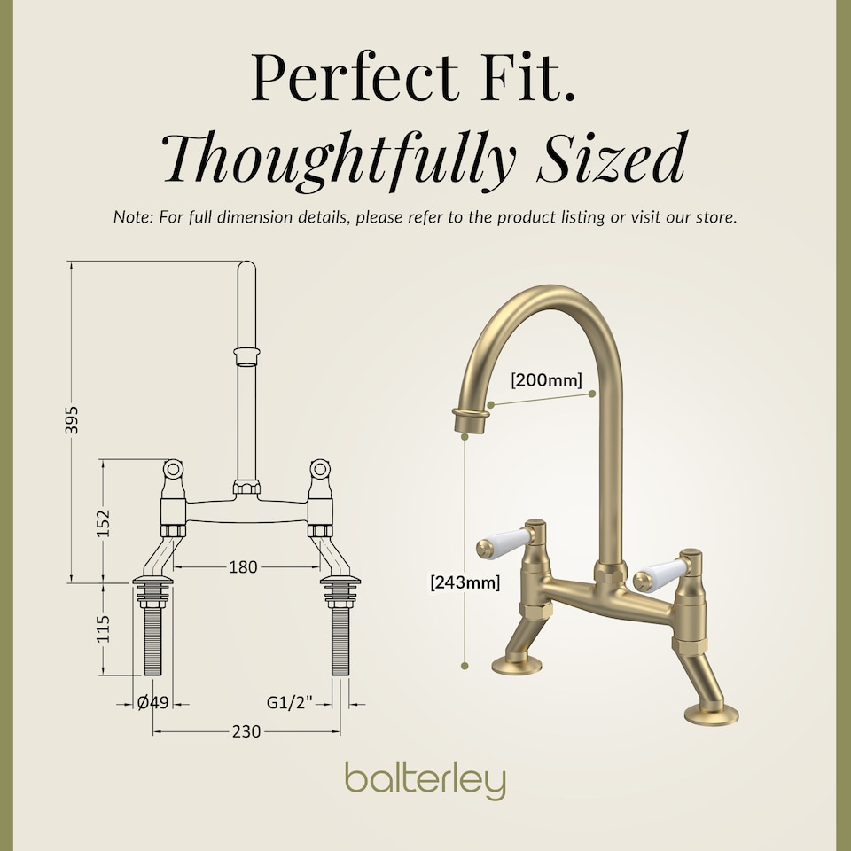 image 1 of Traditional Kitchen Sink Bridge Mixer Tap - Brushed Brass Lever | Copper | Brushed Brass | 1