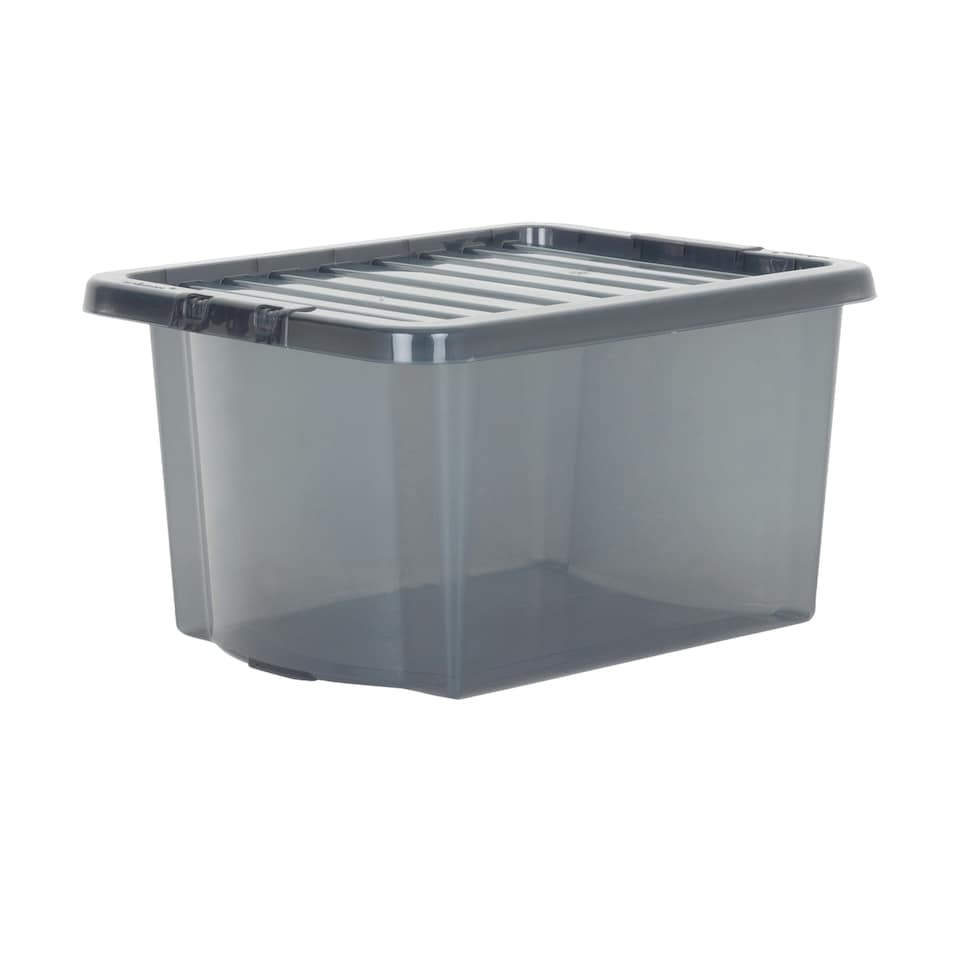 image 1 of Wham Crystal 5 x 28L Stackable Plastic Storage Boxes with Lids Black