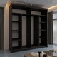 image 3 of Modern Sliding Wardrobe 203cm with Wavy Mirror Design | White, Black, Grey, Oak Finish Black | Black203cm