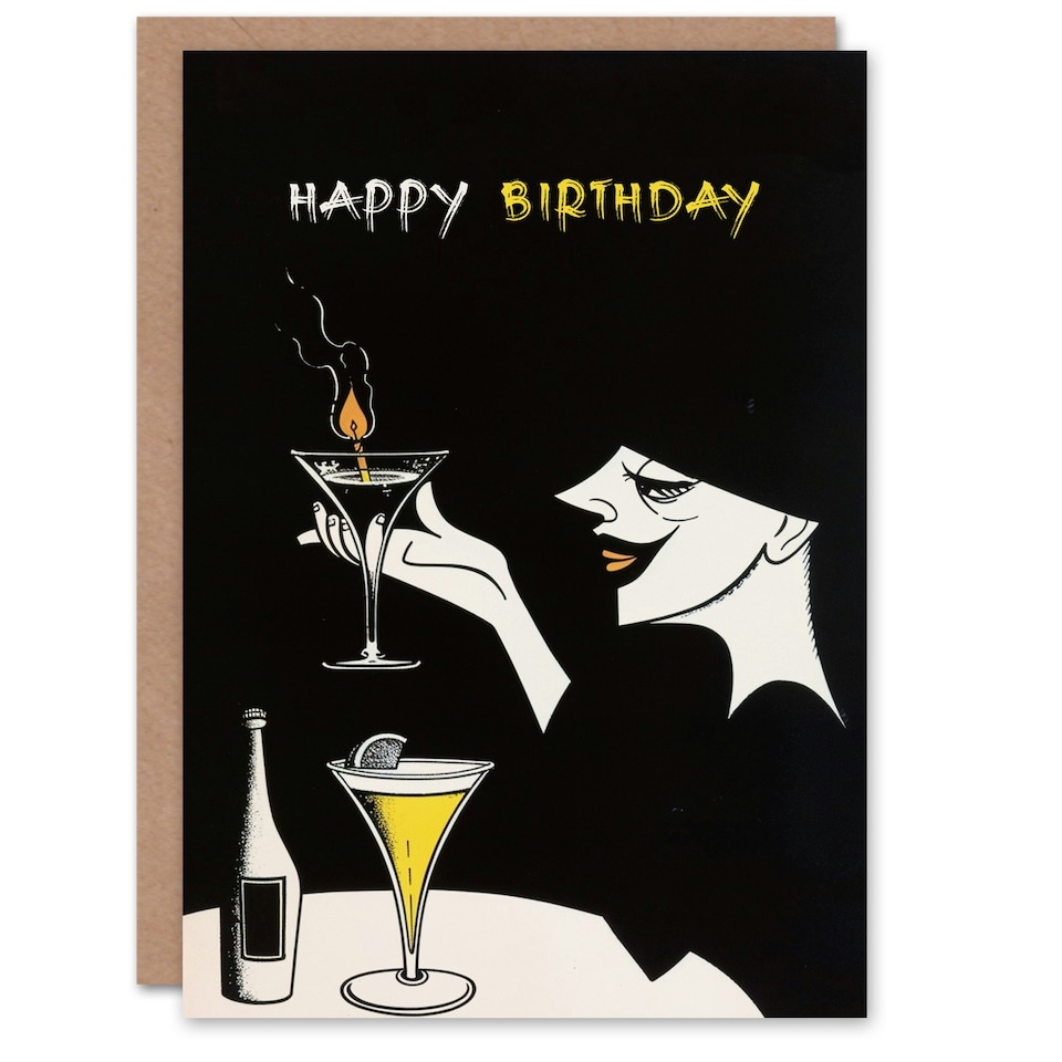 image 1 of Witch Cocktail Potion Candle White Yellow Her Birthday Card