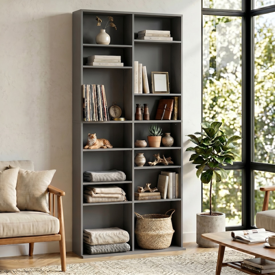 image 1 of HOMCOM 640 CD Storage Unit 360 DVD Storage Tower w/ 18 Compartments