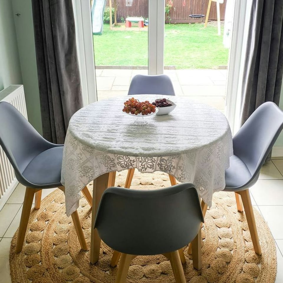 image 1 of Set of 2 Scandinavian Dining Chairs with Leather Cushions Solid Wood Legs Grey