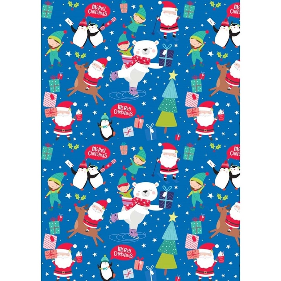 image 1 of Pack of 4 4m Cute Christmas Design Kids Gift Wrap Rolls