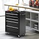 image 8 of HOMCOM 5-Drawer Lockable Steel Tool Storage Cabinet Wheels Handle 2 Keys Black | Black
